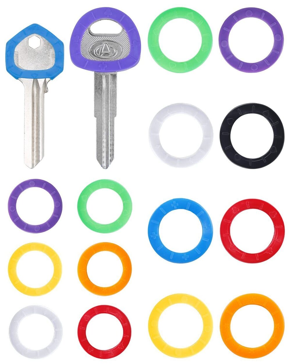 7040 28 Pack Round Key Caps Covers Set in 9 Assorted Colors - 1 Inch